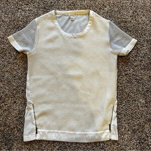 Calvin‎ Klein Women’s Cream Textured Top S/P Sheer Sleeves Layer For Fall
